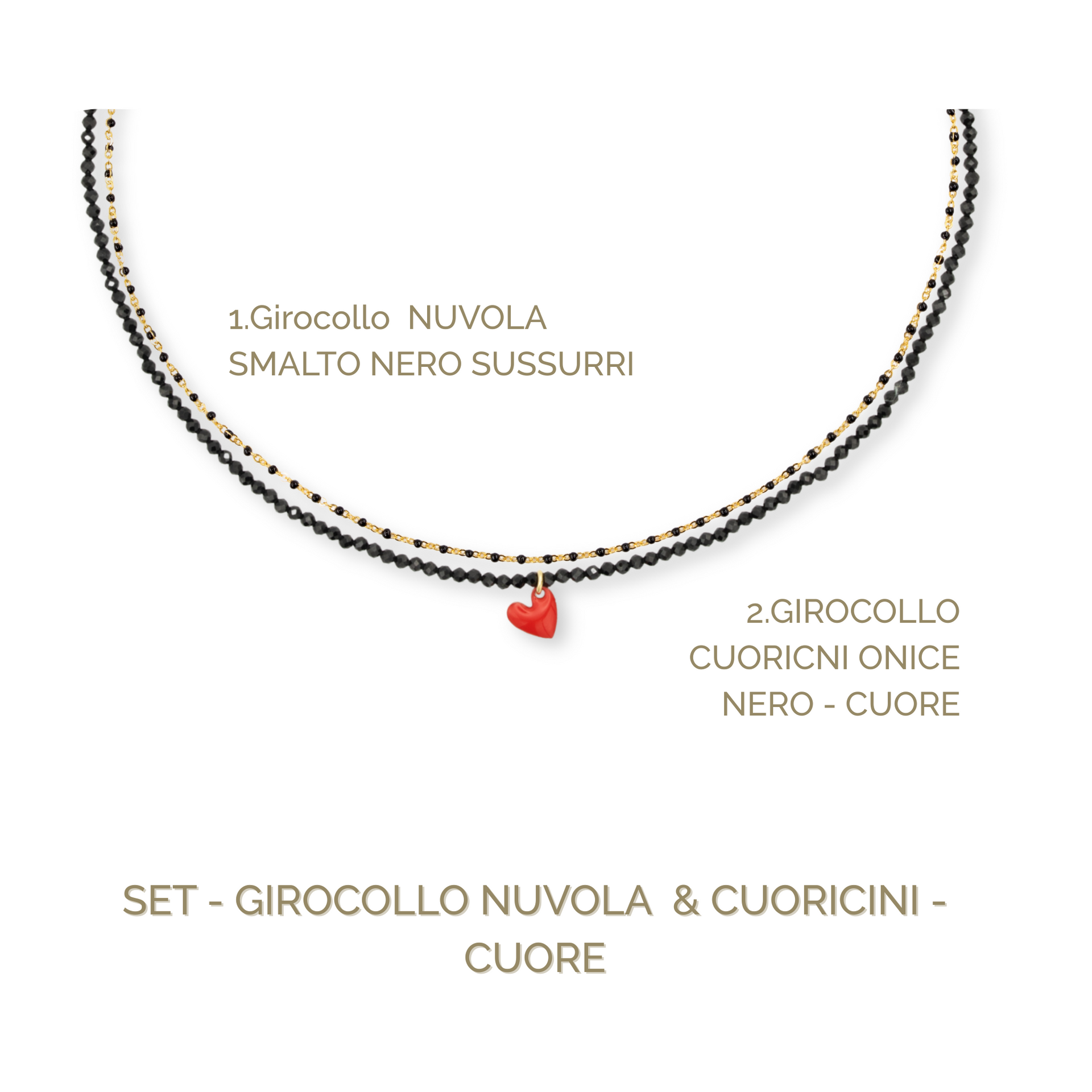 SET GIROCOLLO NUVOLA NERA E CUORE - Million Dreams Caorle