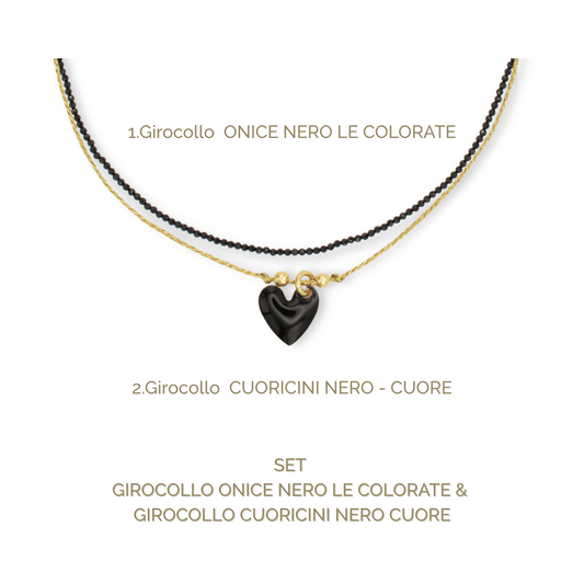SET GIROCOLLO NERO CUORE